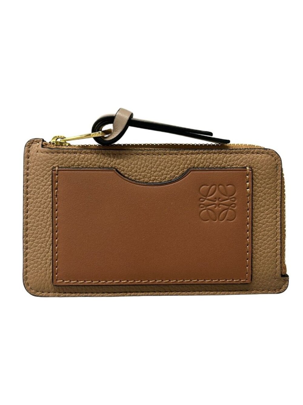 Loewe Card Case Coin Holder Toffee Tan L-shaped Zipper